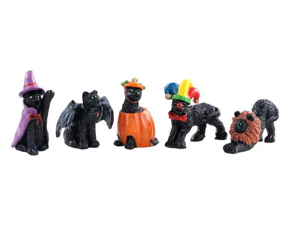 Spooky Town Figurines-Lemax 12014 Halloween Cats, Set Of 5