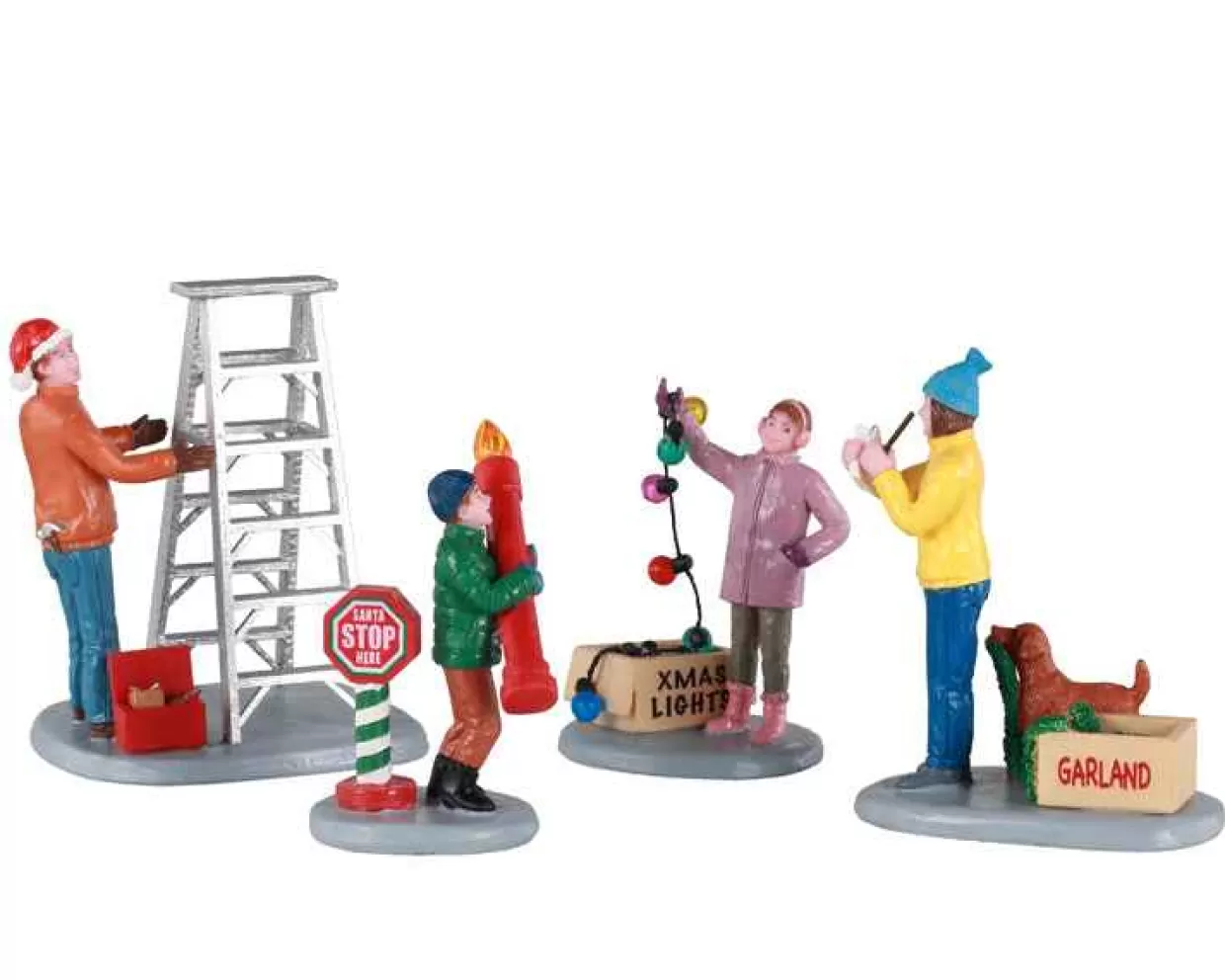 Caddington Figurines-Lemax 12030 Getting Ready To Decorate, Set Of 4