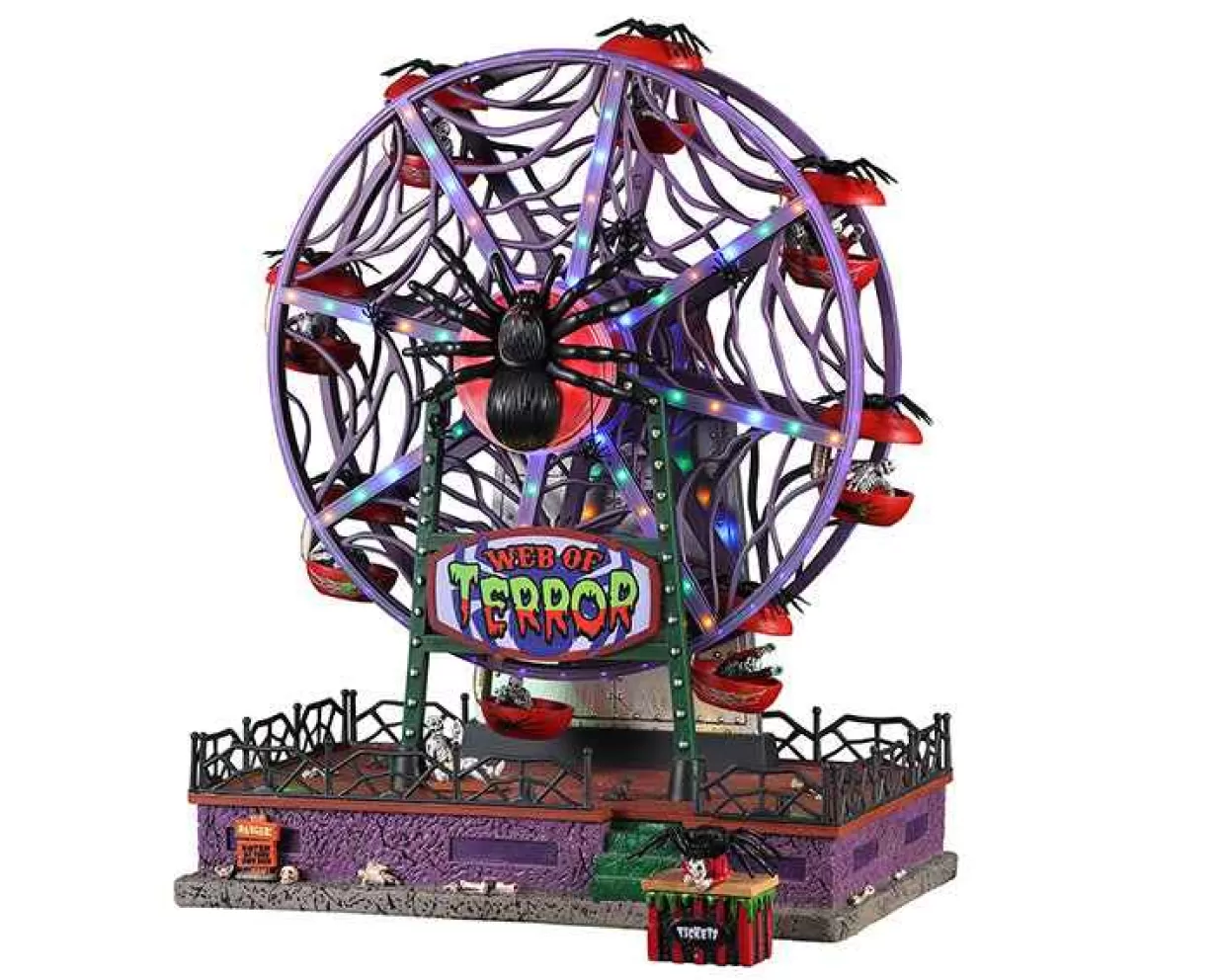 Spooky Town Sights And Sounds-Lemax 14823 Web Of Terror Ferris Wheel