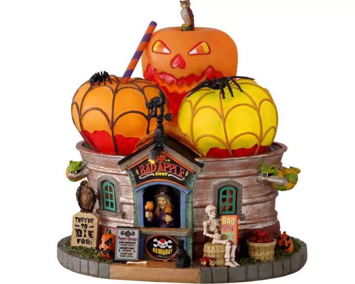 Spooky Town Lighted Buildings-Lemax 15728 The Bad Apple Shop