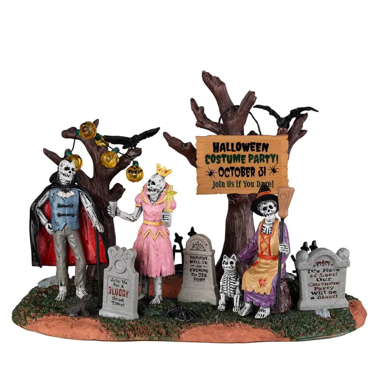 Spooky Town Table Pieces-Lemax 23582 Graveyard Costume Party