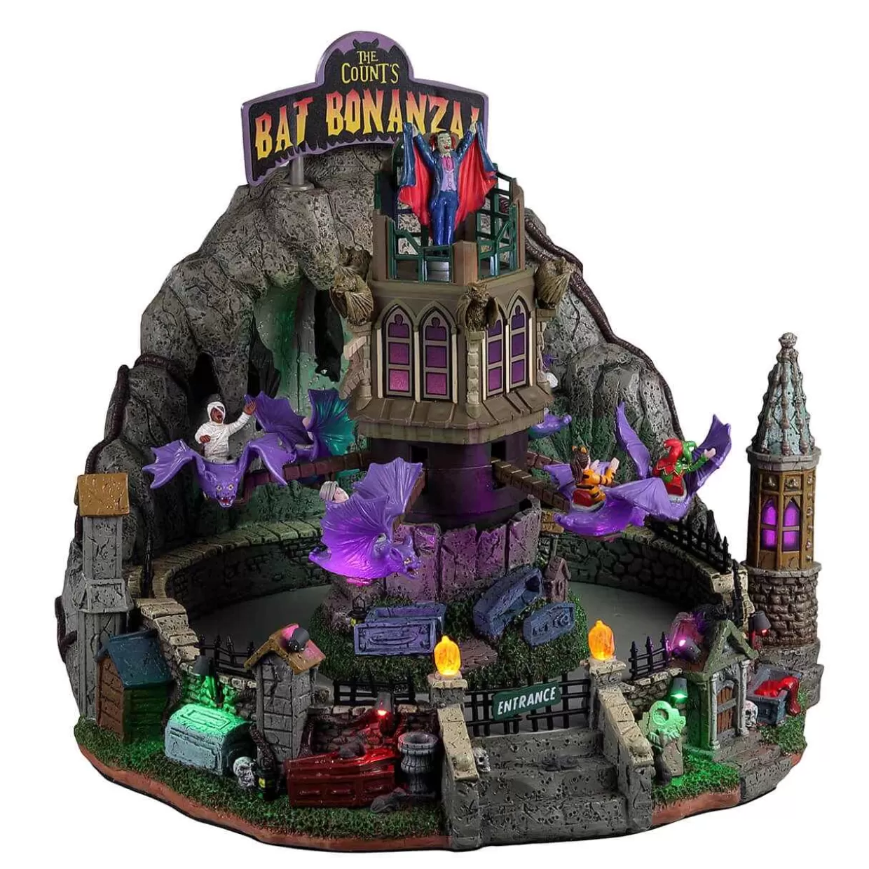 Spooky Town Table Pieces-Lemax 24933 The Count's Bat Bonanza