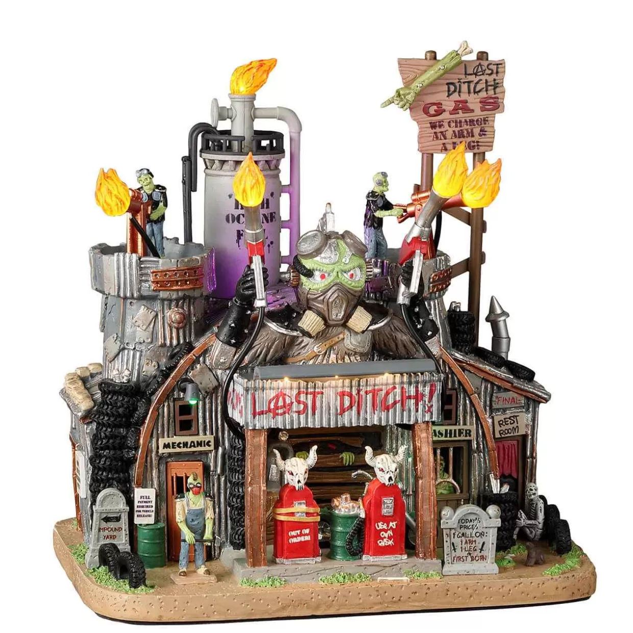 Spooky Town Table Pieces-Lemax 25842 Last Ditch Gas & Salvage