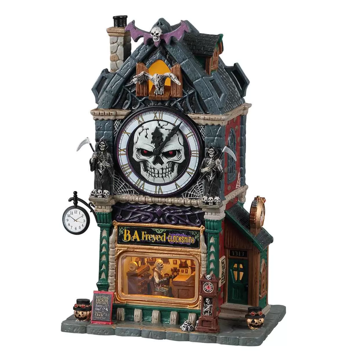 Spooky Town Table Pieces-Lemax 25851 B. A. Freyed Clocksmith