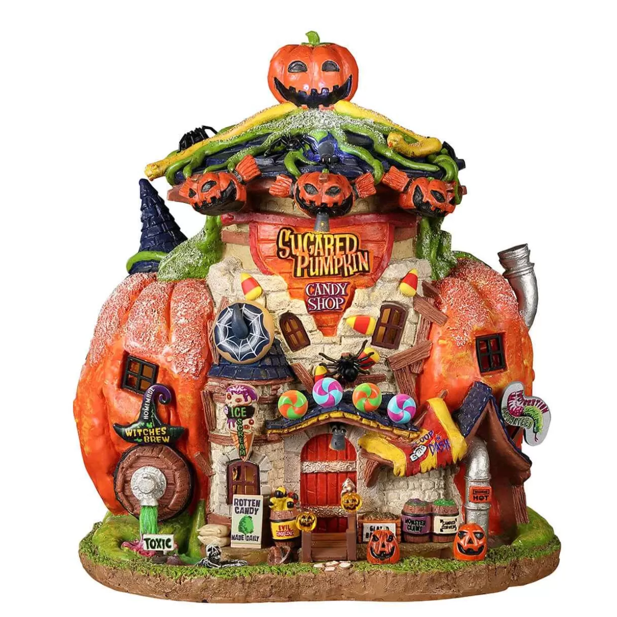 Spooky Town Table Pieces-Lemax 25855 Sugared Pumpkin Candy Shop